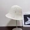 Sombrero de Cubo Vertical Rayado Hueco Estilo Japonés para Mujer, Sombrero de Pescador Versátil Transpirable de Color Sólido para Verano, Sombrero de Punto con Protección Solar para Exteriores