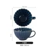 Caneca de Cerâmica Torneada em Forno com Padrão de Crisântemo Atacado Caneca de Grande Capacidade para Uso Doméstico Caneca de Café da Manhã Caneca para Leite e Aveia Caneca para Bebidas
