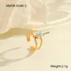 Anillo de Acero Inoxidable con Circonita Incrustada Estilo de Moda Transfronterizo Chapado en Oro de 18K Lujo Accesible Anillo de Acero de Titanio Joyería de Mano Ajustable