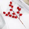 Flor Artificial Fruta de la Fortuna Decoración Navideña Fruta Roja Tallo Único Bayas Venta al por Mayor Acebo Pequeño Sala de Estar Adornos para las Fiestas de Año Nuevo
