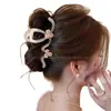 Pinza para el Cabello de Mariposa con Flor Rosa, Tamaño Grande para Cabello Grueso, Pasador de Alta Gama para la Parte Posterior de la Cabeza, Elegante Accesorio para el Cabello para Mujeres