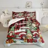 Kit de Textil para el Hogar Navideño con Impresión Digital Cepillada Temu/Jit Transpirable Agradable al Tacto Colcha Funda de Almohada Fábrica de Origen