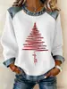 Sudadera con Cuello de Mezclilla Estampado 3D en Bloques de Color Estilo Europeo y Americano 2026 para Mujer, Jersey de Manga Larga, Holgada Casual Estilo Vacaciones Transfronterizo