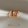 Brincos Ancora Vermelho com Gotejamento de Óleo e Zircônia Inspirados em Design, Únicos e Distintos, Brincos Versáteis Exquisitos e Modernos