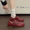 Versión de Cuero Suave~ Suela Fina, Aumenta la Altura Nuevos Zapatos Casuales Estilo Ballet para Mujer 2026 Primavera/Verano, Cordones Dobles, Zapatos de Entrenamiento Alemanes, Zapatos de Carrera