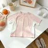 Popular Camiseta de Color Bloque de Secado Rápido para Niñas, Nuevo Estilo de Verano, Malla Transpirable de Manga Corta, Camiseta Básica Casual Multicolor para Bebés