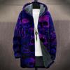 Chaqueta acolchada de algodón con capucha y cremallera con impresión digital 3D de nueva moda transfronteriza de Amazon 2024, forro gris