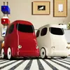 Lixeira Retro em Formato de Ônibus com Alto Valor Estético, Grande Capacidade e Rodinhas para Sala de Estar, Quarto e Quarto das Crianças