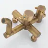 Misturador Antigo de Cobre com Manopla Única, Duas Furações, Chuveiro Retrô, Torneira de Banheira, Interruptor Único, Acessórios Europeus Dourados
