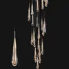 Celebridade da Internet Lustre de Escada Duplex Luz Moderna Luxo Villa Loft Duplex Pequeno Apartamento Escolha Lâmpada de Gota d'Água Vazia Lustre Longo