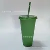 Taza de Plástico Reutilizable de Color Sólido con Brillo para Beber con Popote, Material PP, Gran Capacidad 710ml, Taza de Plástico con Popote, Logo Personalizable, Ecológica