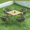 Mesa y silla de exterior combinadas para patio, ocio, madera anticorrosiva, impermeable, protector solar, plástico, mesa de madera, balcón, silla de ratán