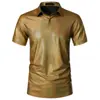 Verão 2025 Novo Exportação Amazon Roupas Masculinas Tendência Beleza Listra Estampado Hot Stamping Camisa Polo de Manga Curta