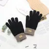 Luvas de Tricô de Inverno com Laço para Mulheres, Cor Sólida, Fofas, Cinco Dedos, Quentes, Sem Dedos, Touchscreen, Dedos Separados, Ciclismo, Bicicleta Elétrica