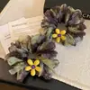 Goma para el pelo tipo coreano con flores amarillas para mujer, Accesorio versátil de moda, Coleta fresca y elegante de verano, Adorno para el pelo