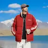 Jaqueta de algodão espessa e forrada com fleece, vestuário para esportes ao ar livre e lazer de inverno 2026, jaqueta puffer reversível, estilo casal, casaco de algodão masculino