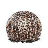 Touca de Banho Grande Dupla Camada Anti-incrustante Estampa de Leopardo Transfronteiriça Touca de Banho Lavagem Maquiagem Cobertura de Cabeça Chapéu à Prova de Óleo e Fumaça