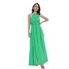 Vestido Longo de Verão com Gola Halter, Chiffon Verde Liso, Elegante Vestido para o Trabalho, Novo Modelo da Amazon em Estoque