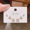 Llegada Nueva 2025 Pendientes Geométricos Triangulares Cuadrados Completos de Circonita Pendientes Elegantes Estilo Coreano con Aguja de Plata Set de 6 Piezas
