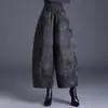 Garantía de Calidad Elegante Mamá Estilo Chino Forma de Capullo Pantalones de Pierna Ancha Mujer Otoño Invierno Nueva Temporada Pantalones Acampanados Casuales Pantalones de Boca de Campana