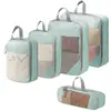 Conjunto de cinco peças de armazenamento para viagem para armazenamento em camadas de pertences pessoais, bolsa de armazenamento de mão compacta e portátil para organizar em movimento