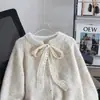 Cardigan de Tricô com Cadarço para Mulheres, Design Novo Outono/Inverno 2025, Estilo Preguiçoso, Casual, Versátil, Tricô com Efeito Emagrecedor