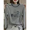 Camiseta de manga larga de dos piezas falsas para mujer, moderna y versátil, base de algodón puro, top blanco, nuevo atuendo de otoño 2026