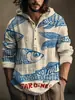 Moda 2024 primavera y otoño estación independiente venta caliente tinta arte japonés impresión 3D lino con capucha jersey de manga larga