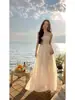 Vestido de Tirantes Vacacional Francés Junto al Mar para Mujer Primavera y Verano Vestido de Playa de Alta Gama Estilo Suave Primer Amor Super Hada Falda Larga