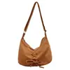 Bolsa Tote Retrô Literária Grande Capacidade Estilo Hong Kong para Mulheres Primavera e Verão 2026 Bolsa de Ombro Transversal para o Dia a Dia com Laço