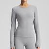 Ropa Deportiva Europea y Americana, Camisetas de Manga Larga, Ropa de Yoga, Ropa de Secado Rápido para Mujer, Ropa Ajustada de Fitness para Correr y Pilates de Otoño e Invierno para Mujer