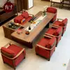 Estética de estilo de canción, juego de mesa de té y sillas de nogal negro norteamericano, tablero grande de madera maciza, mesa de té para la oficina, mesa para preparar té