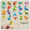 20 Peças de Ímãs de Geladeira Magnéticos Macios Originais de Dinossauros 3D, Animais de Desenho Animado, Tiranossauro Rex Fofo, Grafite Colorido, Adesivos Magnéticos à Prova d'Água