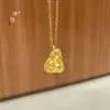 Collar de cadena para clavícula chapado en oro con forma de pera del mismo estilo de Puzo Gold Store para mujer, nicho, de alta gama, moderno, versátil, un regalo para una novia
