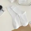 Meias Cinzas para Mulheres, Estilo Fino de Verão, Meias de Cano Médio, Brancas 2026 Novo Estilo Popular, Meias de Algodão Puro para Gestantes, Meias Slouch Sem Costura