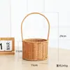 Cesta de mimbre sintético de mano para flores cesta de frutas floristería Día del Niño cesta de flores frescas cesta de almacenamiento recuerdo de fiesta cesta de flores de huevo posparto