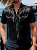 Camisa de Manga Corta de Verano Más Vendida Transfronteriza Estilo Étnico Estampado Digital Camisa Casual para Hombre Nuevo Estilo 2025