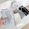 Meias de Verão Leves Vazadas Cor Sólida Estilo Coreano Borda Franzida Laço Cor Sólida Meias Largas Macias Versáteis Meia-Panturrilha Ins