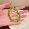 Pulsera de Piedra Natural Verde con Cuentas Verdes para Mujer Estilo Coreano Nueva Pulsera de Gama Alta Versátil Blanqueamiento Joyería de Mano de Nicho