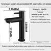 Torneira Monocomando para Água Fria Transfronteiriça, Aço Inoxidável Modelo Alto 304 Torneira de Bacia para Bancada de Banheiro Lavatório Gabinete