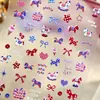Pegatinas Populares para Uñas de Pony a Cuadros en Relieve Lindos Dibujos Animados Pony de la Suerte Moño Pegatinas para Uñas Portátiles
