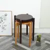 En stock taburete de madera maciza sala de estar simple taburete redondo de madera de caucho taburete de comedor taburete alto doméstico apilable taburete de mesa de comedor venta al por mayor
