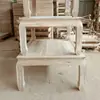 Mesa Cuadrada Pequeña de Madera de Olmo del Norte Estilo Chino, Mesa de Comedor sin Acabado, Mesa de Hoyo, Mesa de Comedor para el Hogar, Mesa Baja para Apartamento Pequeño, Madera Blanca sin Acabado