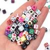 100 piezas/paquete de cuentas sueltas cuadradas con forma de cara sonriente, cuentas acrílicas de colores con forma de expresión, cuentas de agujero grande, accesorios para pulseras infantiles DIY