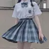 Falda plisada completa uniforme jk de una sola navaja falda de cuadros japonesa traje original auténtico camisa corta Haohai estilo universitario