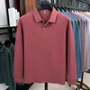 Camiseta masculina de manga longa com barra fenda, algodão mercerizado, novo estilo outono 2026, gola de abas, polo masculino casual