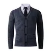 Amazon Ropa de punto para hombre Otoño e Invierno Nuevo Cárdigan de punto de un solo botón con cuello en V Ropa de punto Chaqueta superior engrosada con forro polar para hombre