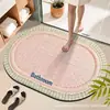 Nueva Alfombrilla de Baño Ovalada Color Crema, Alfombrilla Absorbente de Tierra de Diatomeas de Secado Rápido para Pies, Resistente a la Suciedad, Resistente al Desgaste, Alfombrilla Antideslizante