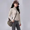 Conjunto de Dos Piezas para Mujer de Primavera y Otoño para Fitness Yoga, Top de Manga Larga con Cremallera y Cuello Alto, Pantalones de Yoga Ajustados de Cintura Alta, Conjunto Deportivo para Mujer