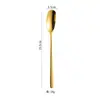 Cuchara para Hielo de Acero Inoxidable 304 Estilo Coreano con Mango Largo, Cuchara de Barra Ovalada para Uso en Casa, Cuchara para Remover Té de Frutas Miel, Cuchara para Café Postre